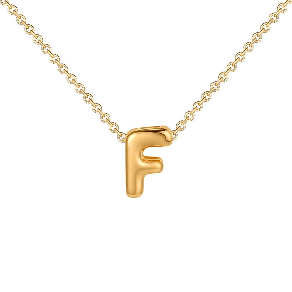 Dainty Mini Bubble Letter Necklace 18k Gold Plated F