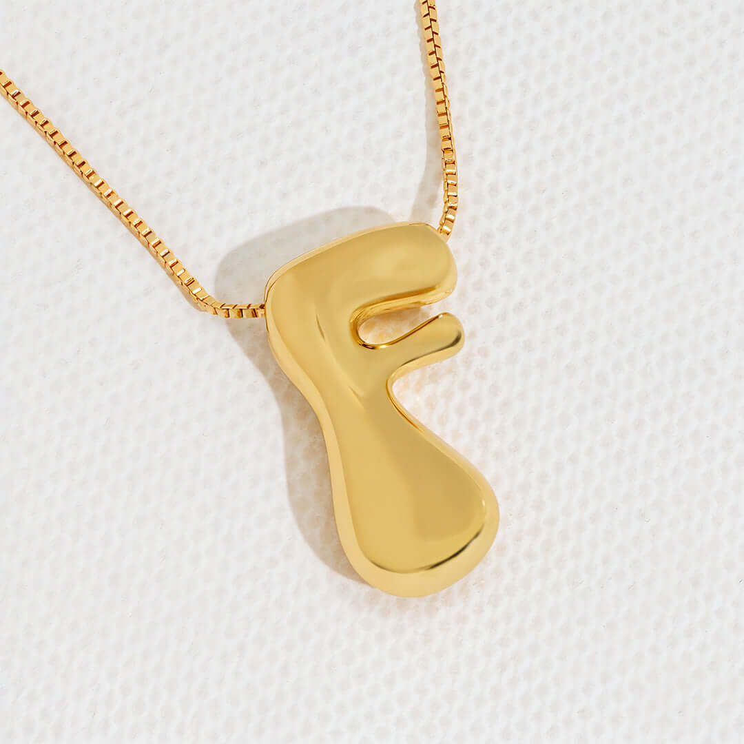 Yumi Bubble Initial Necklace 18k Gold Plated F