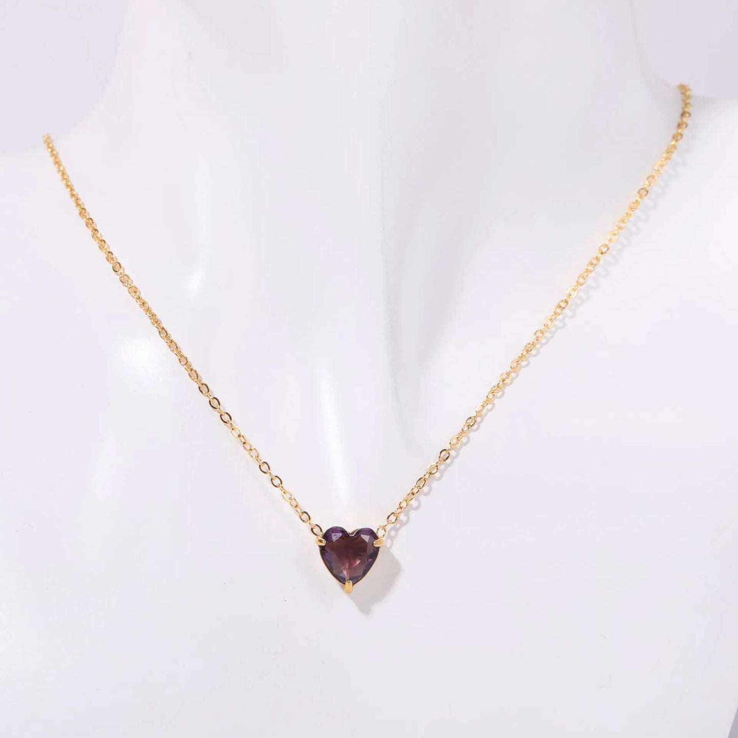 Birthstone Heart Necklace - RIYOVA Jewelry