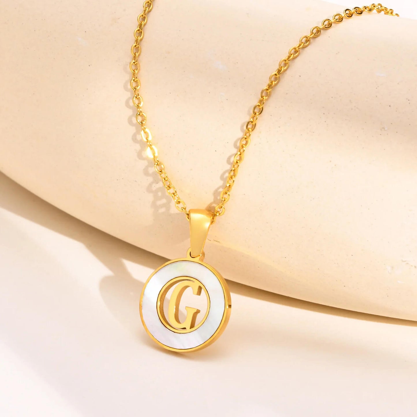 Ash Initial Pendant Necklace 18k Gold Plated G