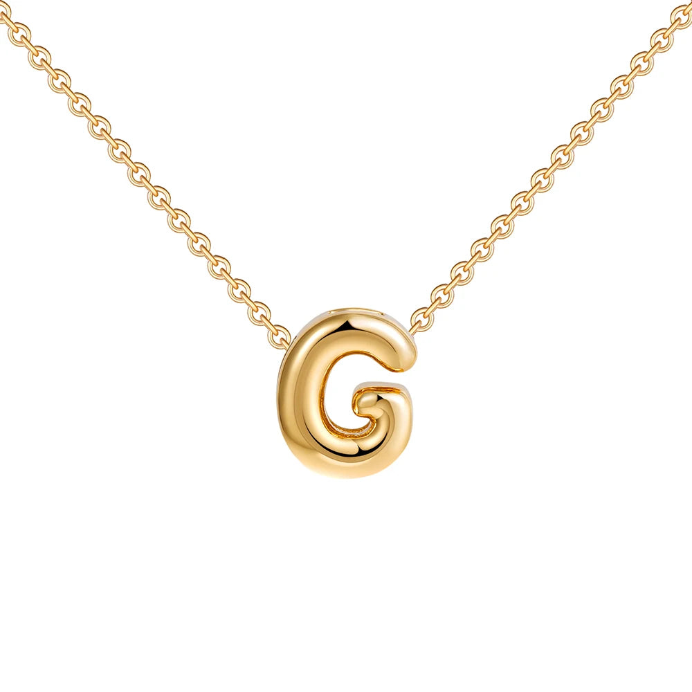 Dainty Mini Bubble Letter Necklace 18k Gold Plated G