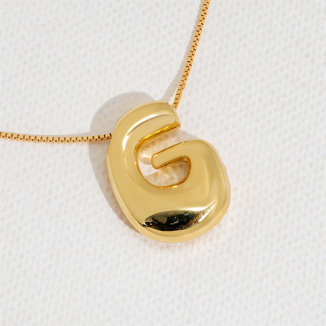 Yumi Bubble Initial Necklace 18k Gold Plated G