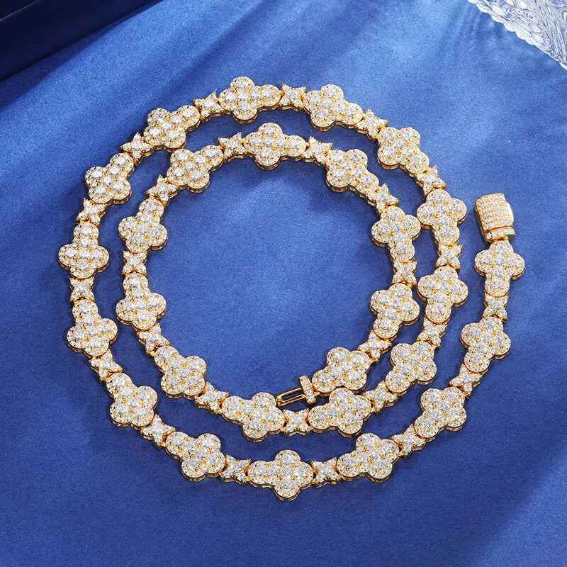 925 Iced Out Cross Star Tennis Chain – Moissanite Edition - RIYOVA Jewelry