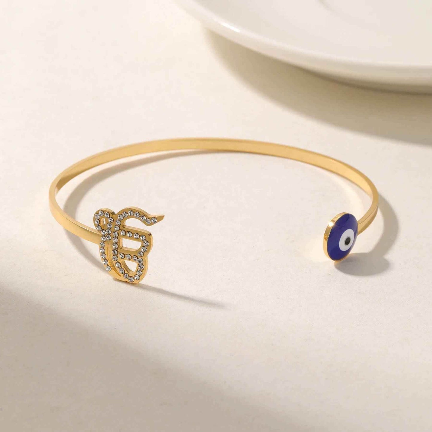 Ek Onkar Evil Eye Cuff Bracelet - RIYOVA Jewelry