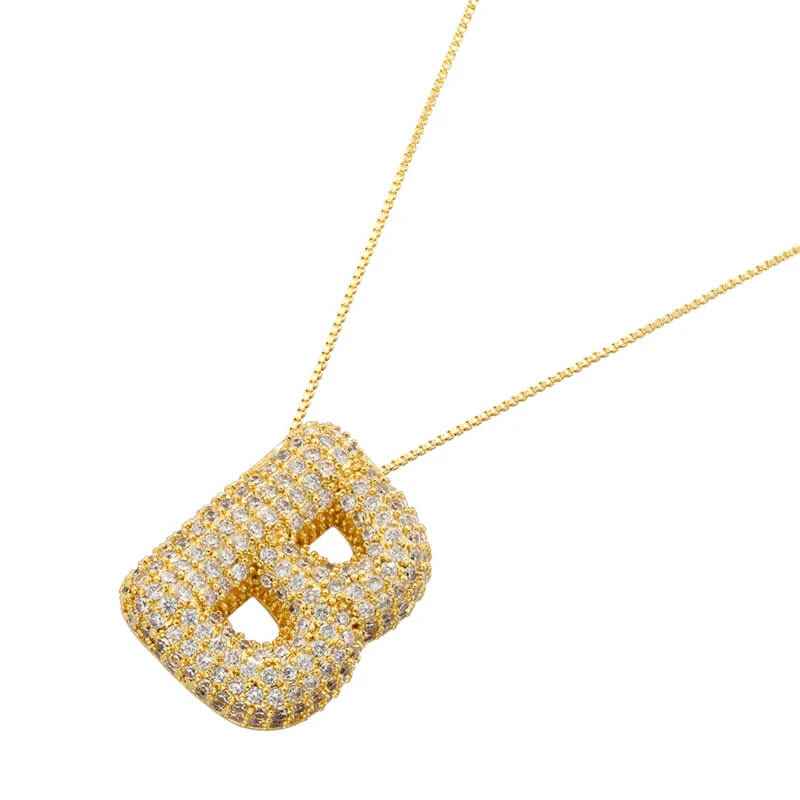 Infinity Puff Letter Necklace 18k Gold Plated B