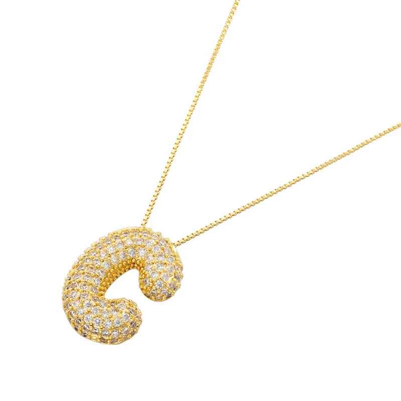 Infinity Puff Letter Necklace 18k Gold Plated C