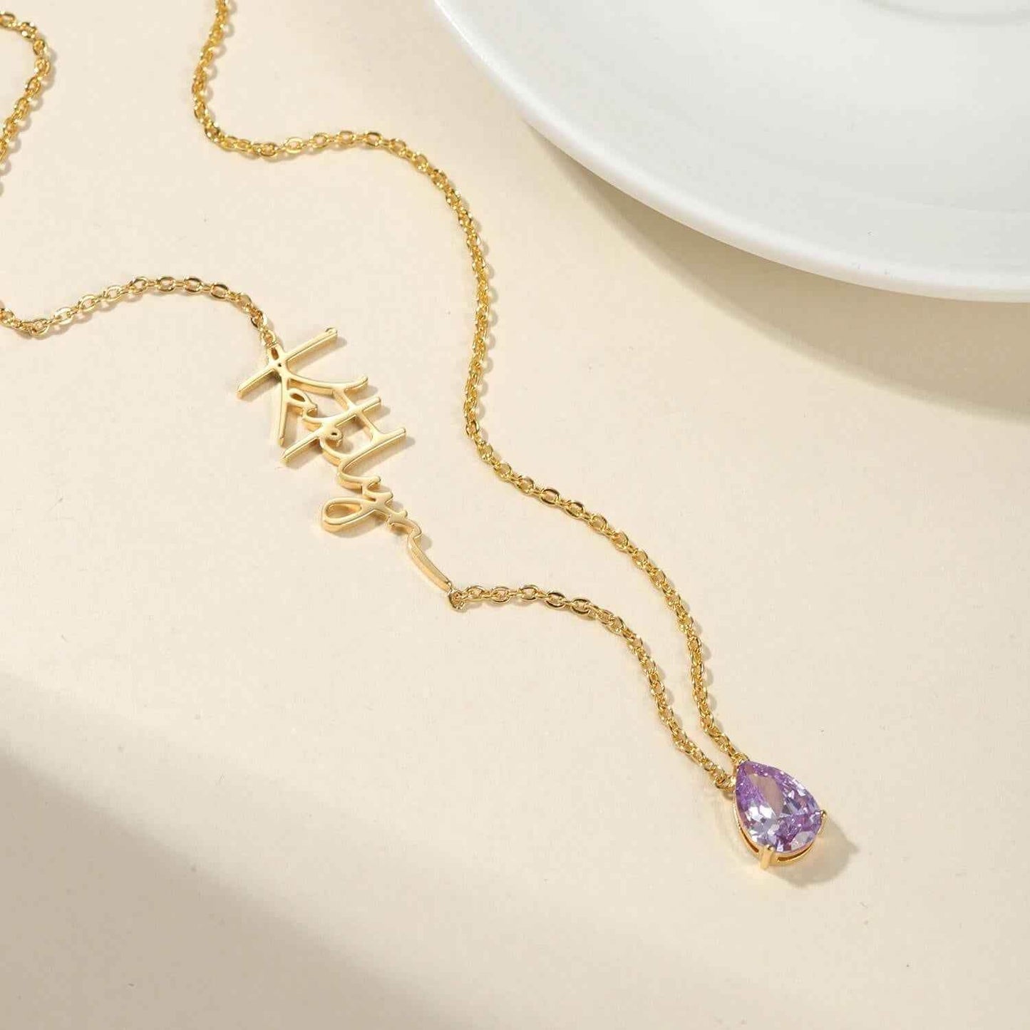 Custom Alexandrite Birthstone Name Necklace - RIYOVA Jewelry