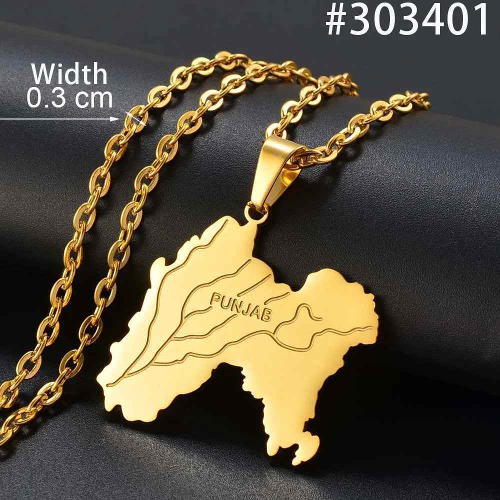 Historic Punjab Map Necklace – Pre-1947 Edition - RIYOVA Jewelry