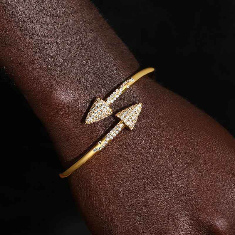 925 Iced Out Arrow Cuff Bracelet - RIYOVA Jewelry