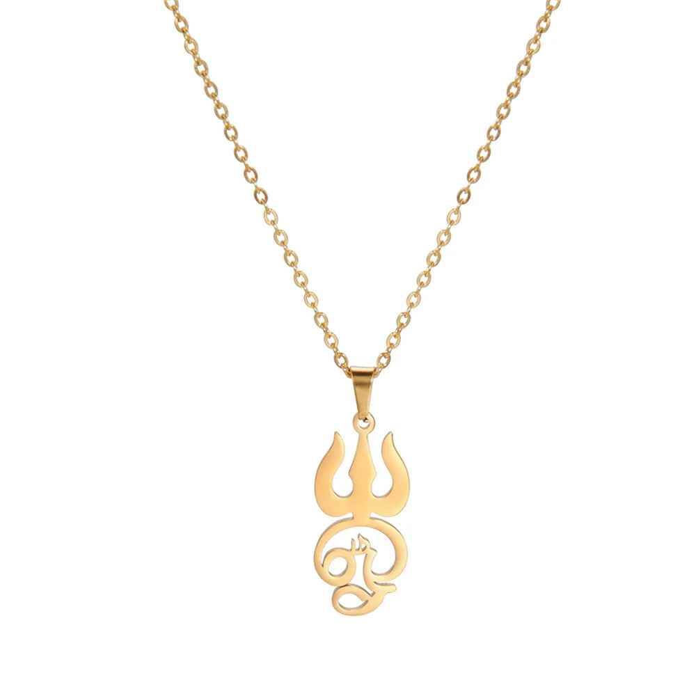 Tamil Om Trident Shiva Necklace - RIYOVA Jewelry