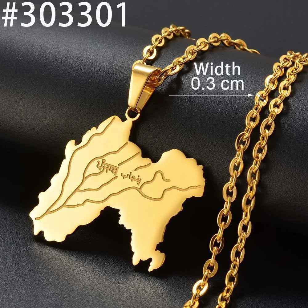 Historic Punjab Map Necklace – Pre-1947 Edition - RIYOVA Jewelry