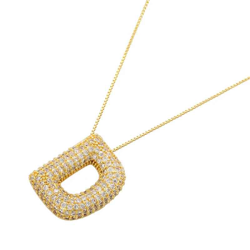 Infinity Puff Letter Necklace 18k Gold Plated D