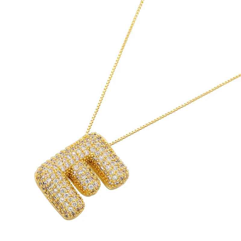 Infinity Puff Letter Necklace 18k Gold Plated E