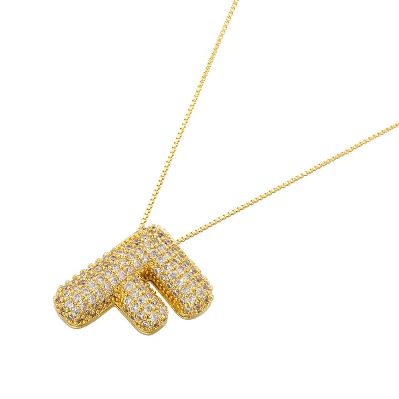 Infinity Puff Letter Necklace 18k Gold Plated F