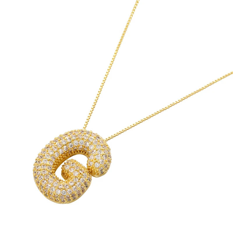 Infinity Puff Letter Necklace 18k Gold Plated G