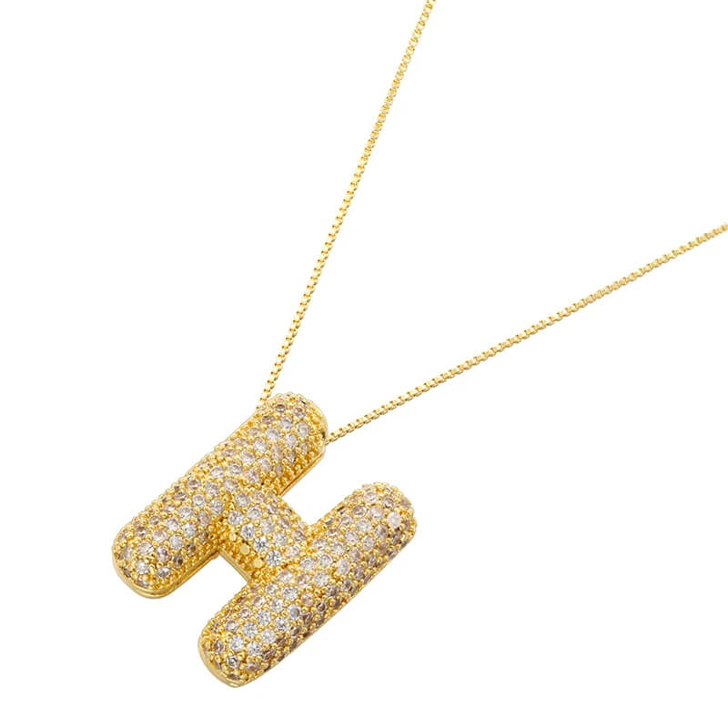 Infinity Puff Letter Necklace 18k Gold Plated H