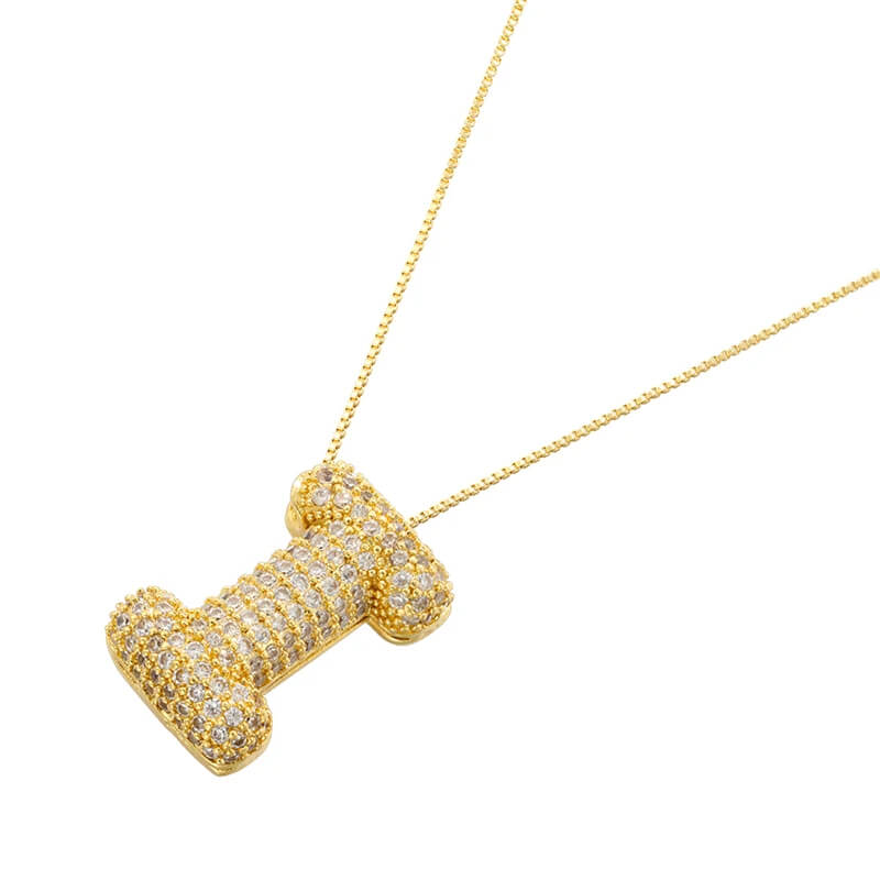 Infinity Puff Letter Necklace 18k Gold Plated I