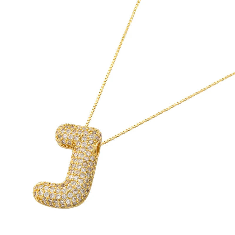 Infinity Puff Letter Necklace 18k Gold Plated J