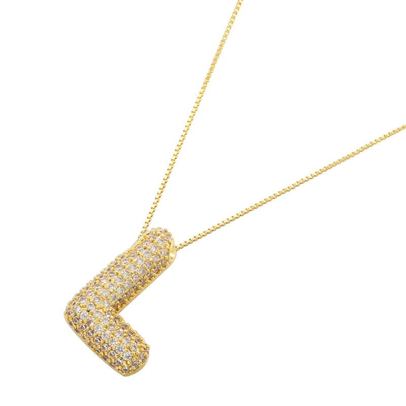 Infinity Puff Letter Necklace 18k Gold Plated L