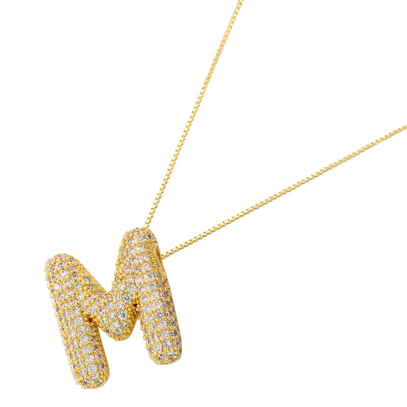 Infinity Puff Letter Necklace 18k Gold Plated M