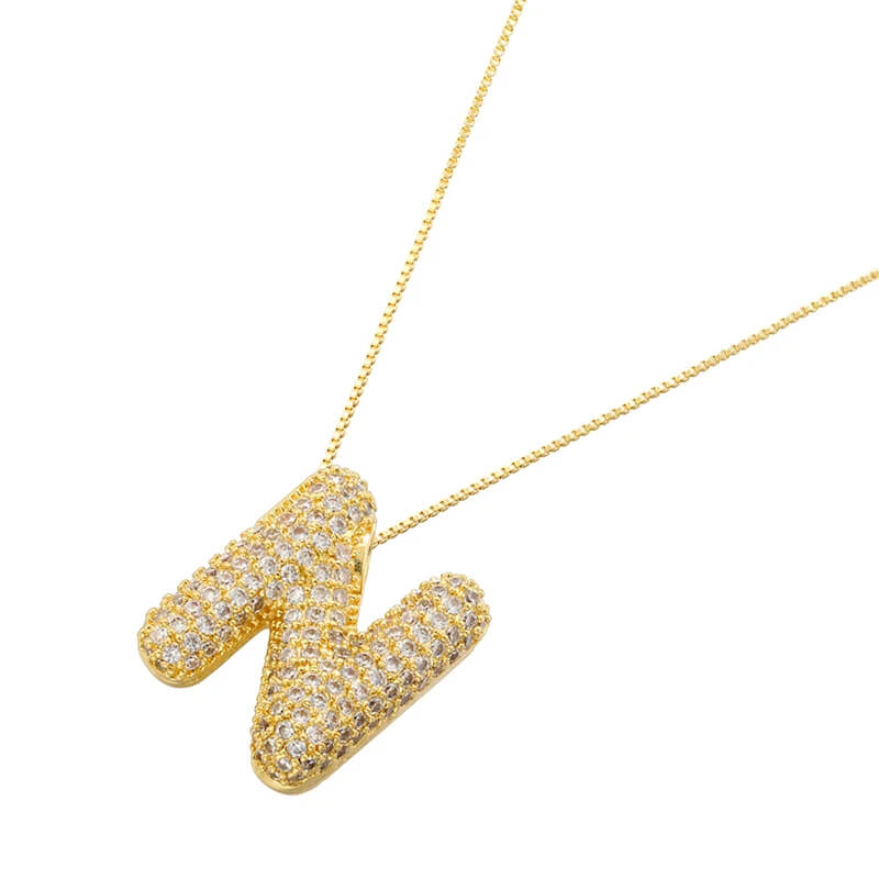 Infinity Puff Letter Necklace 18k Gold Plated N