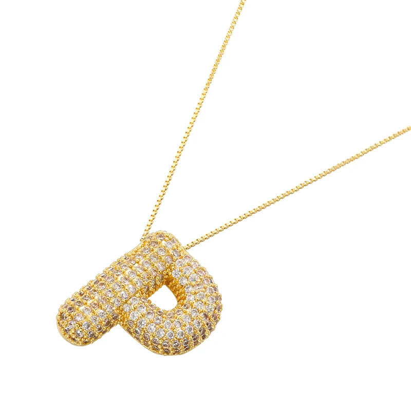 Infinity Puff Letter Necklace 18k Gold Plated P