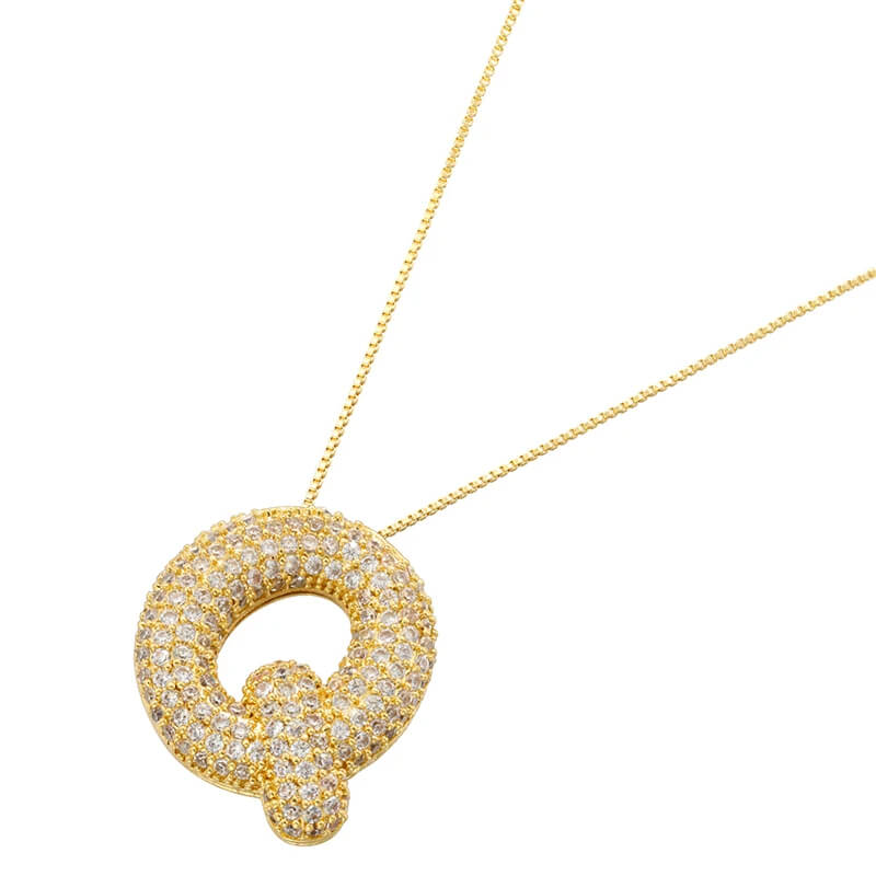 Infinity Puff Letter Necklace 18k Gold Plated Q