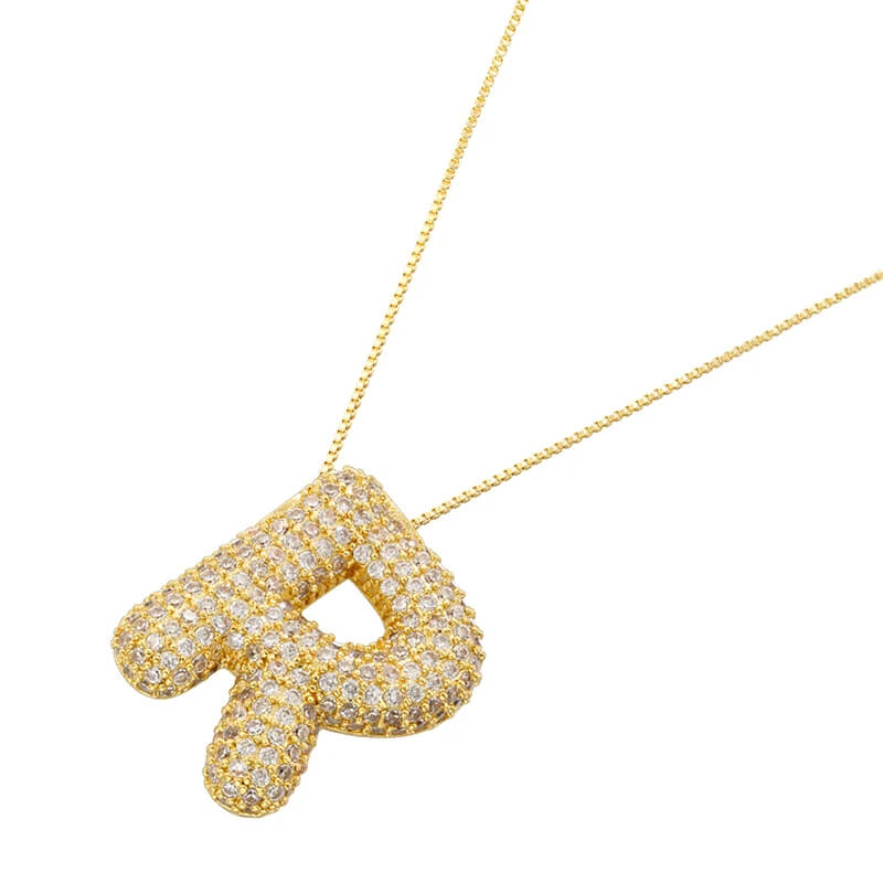 Infinity Puff Letter Necklace 18k Gold Plated R
