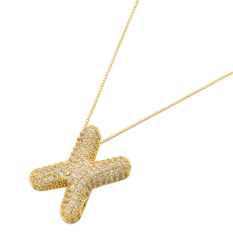 Infinity Puff Letter Necklace 18k Gold Plated X