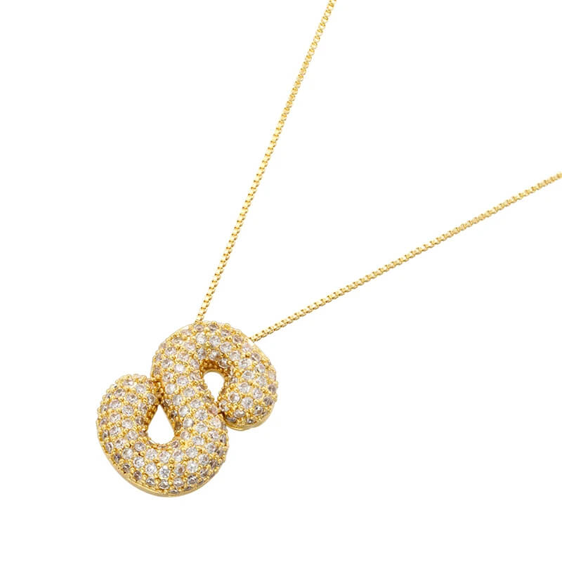 Infinity Puff Letter Necklace 18k Gold Plated S