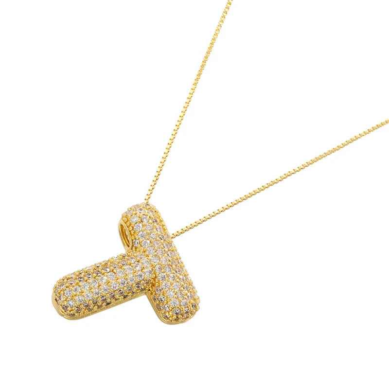 Infinity Puff Letter Necklace 18k Gold Plated T