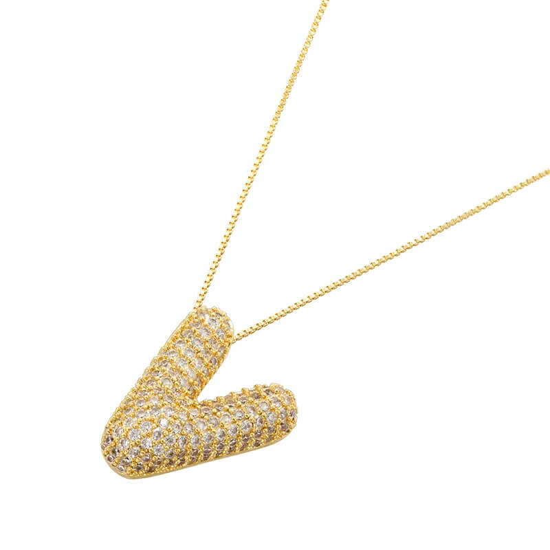 Infinity Puff Letter Necklace 18k Gold Plated V