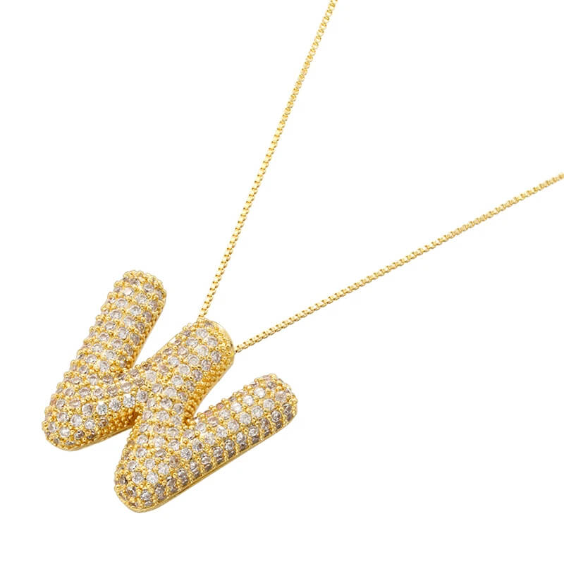 Infinity Puff Letter Necklace 18k Gold Plated W