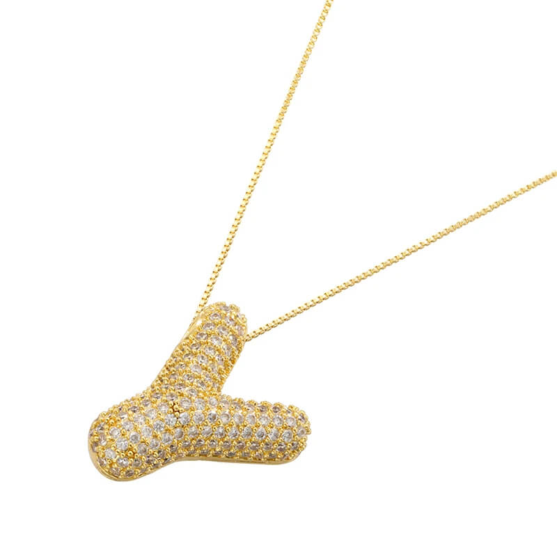 Infinity Puff Letter Necklace 18k Gold Plated Y