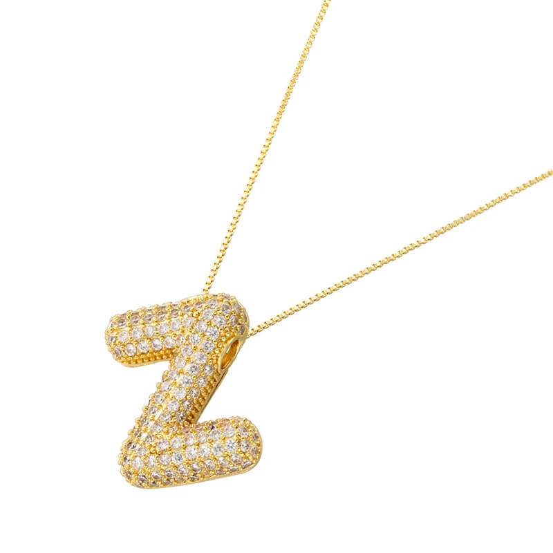 Infinity Puff Letter Necklace 18k Gold Plated Z