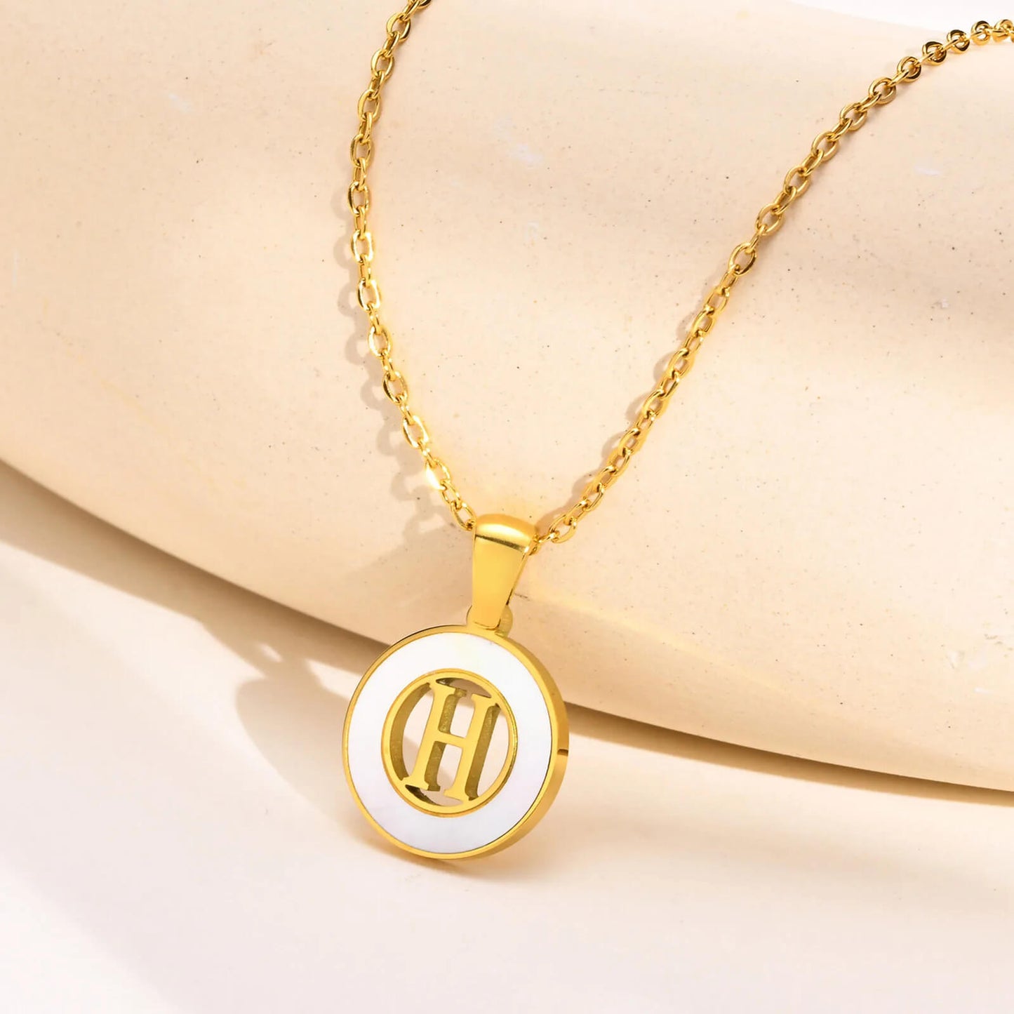 Ash Initial Pendant Necklace 18k Gold Plated H