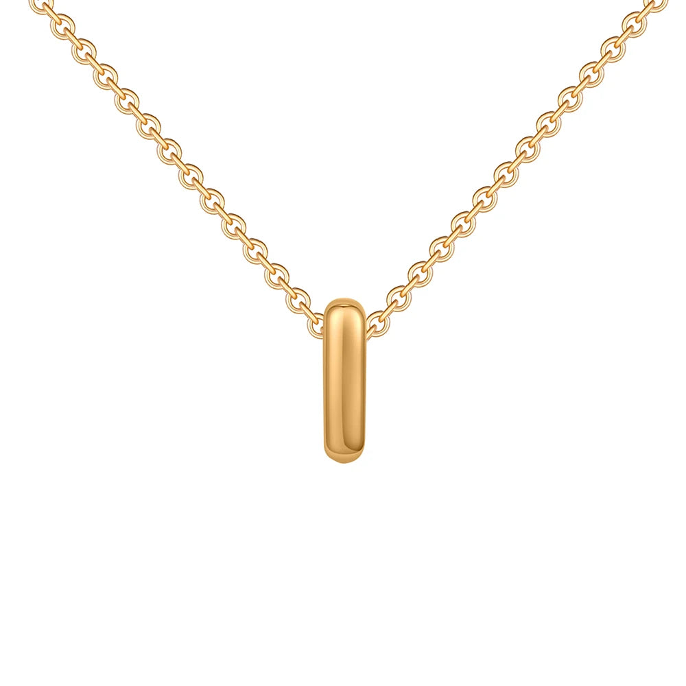 Dainty Mini Bubble Letter Necklace 18k Gold Plated I
