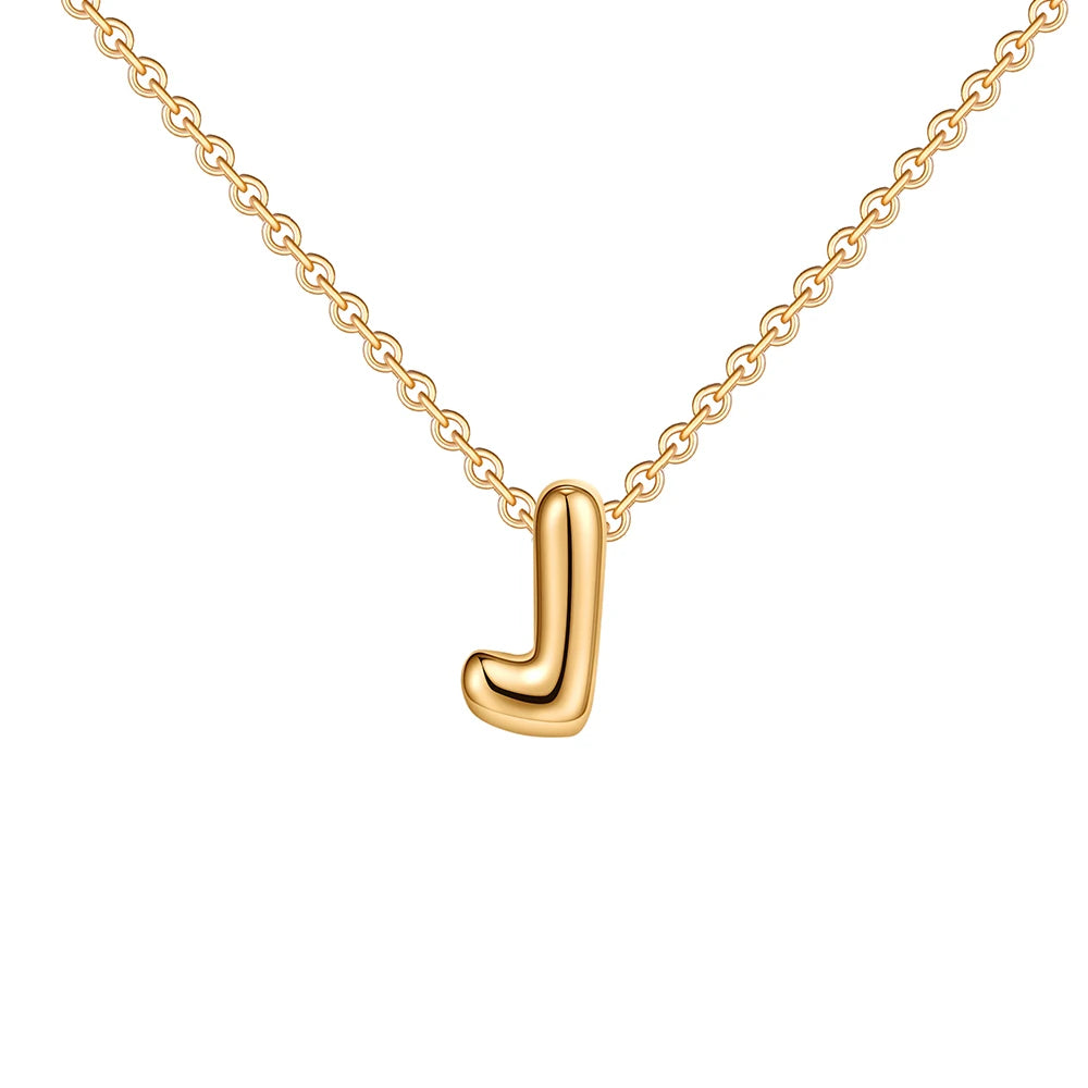 Dainty Mini Bubble Letter Necklace 18k Gold Plated J