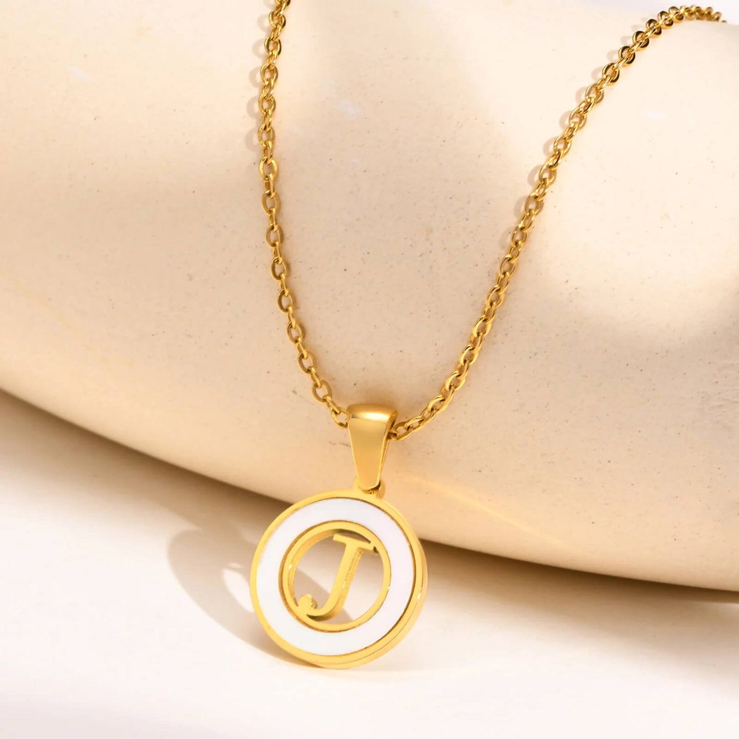 Ash Initial Pendant Necklace 18k Gold Plated J