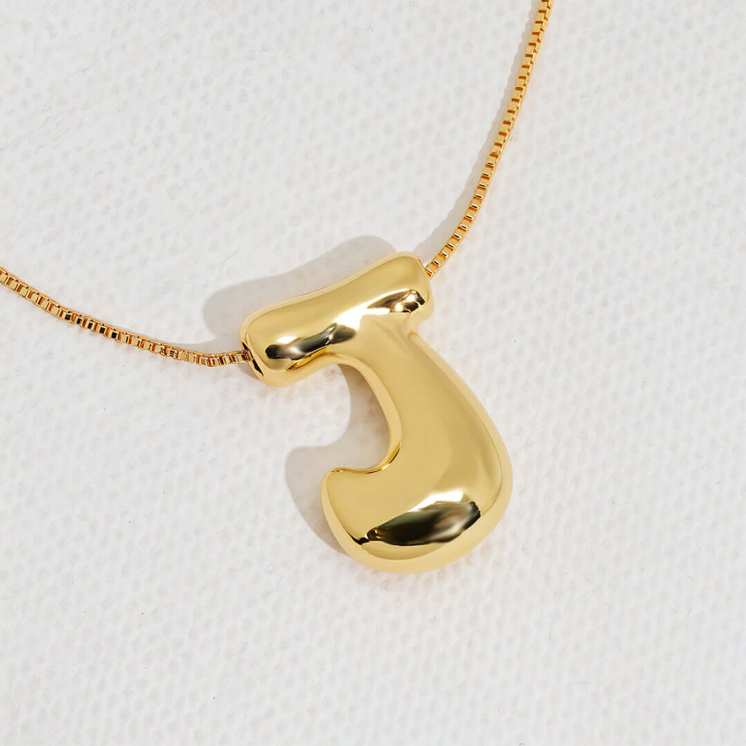 Yumi Bubble Initial Necklace 18k Gold Plated J