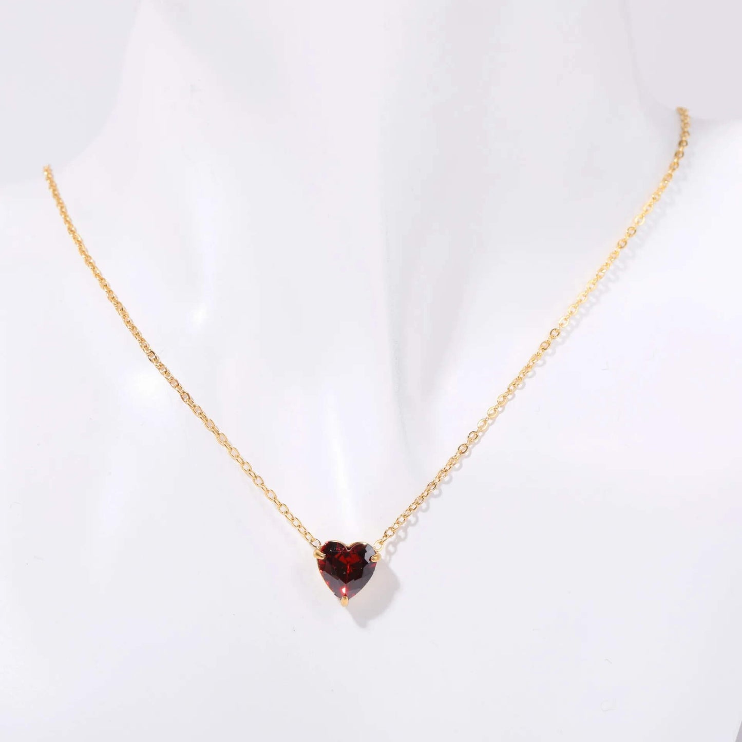 Birthstone Heart Necklace Gold January