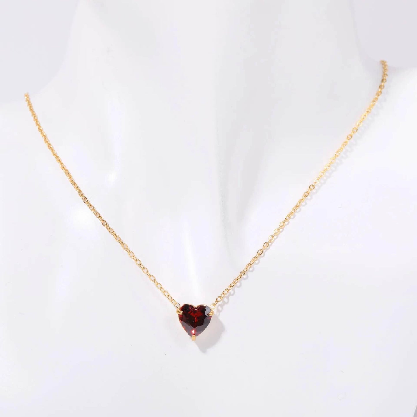 Birthstone Heart Necklace - RIYOVA Jewelry