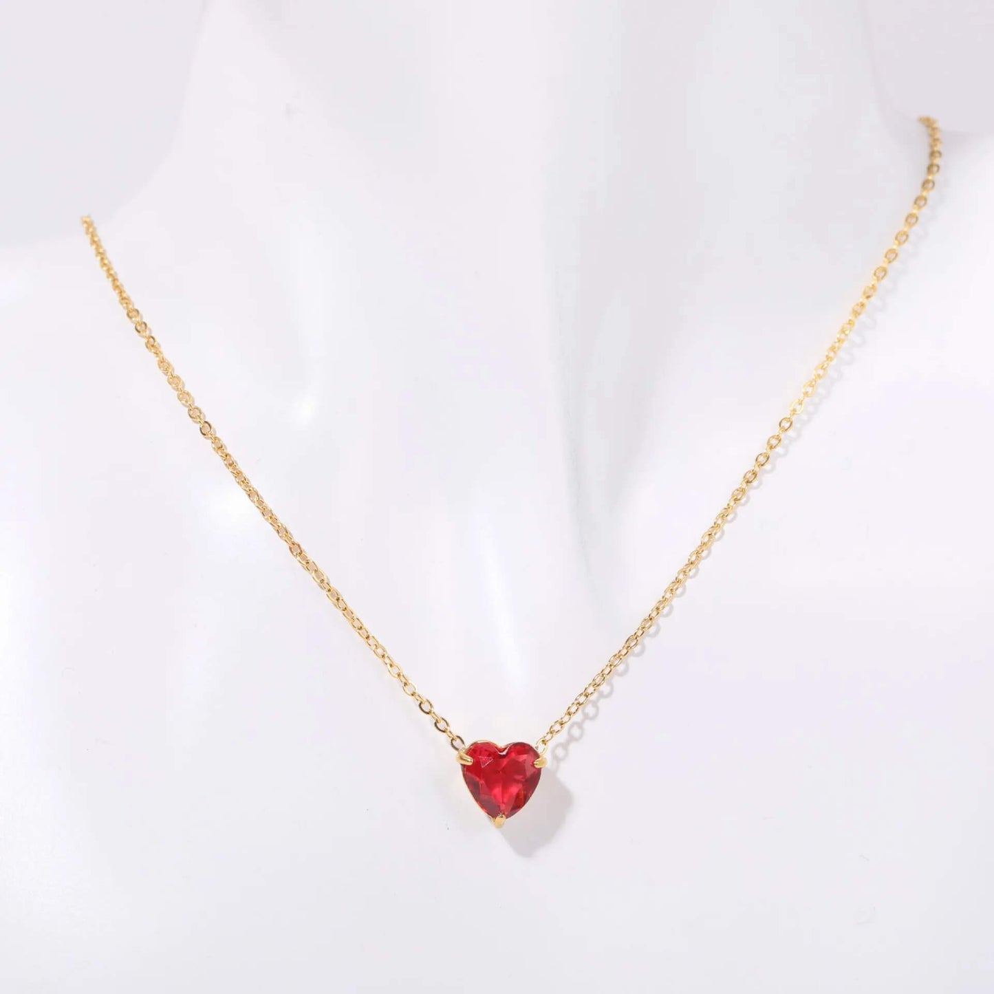 Birthstone Heart Necklace Gold July