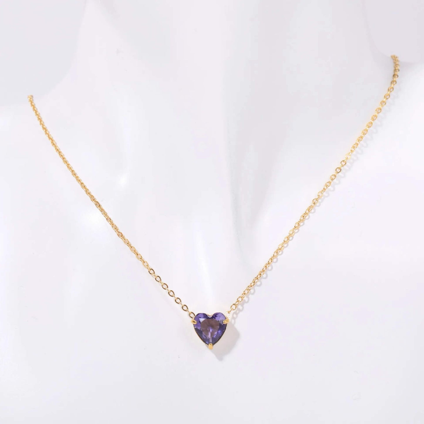 Birthstone Heart Necklace Gold June