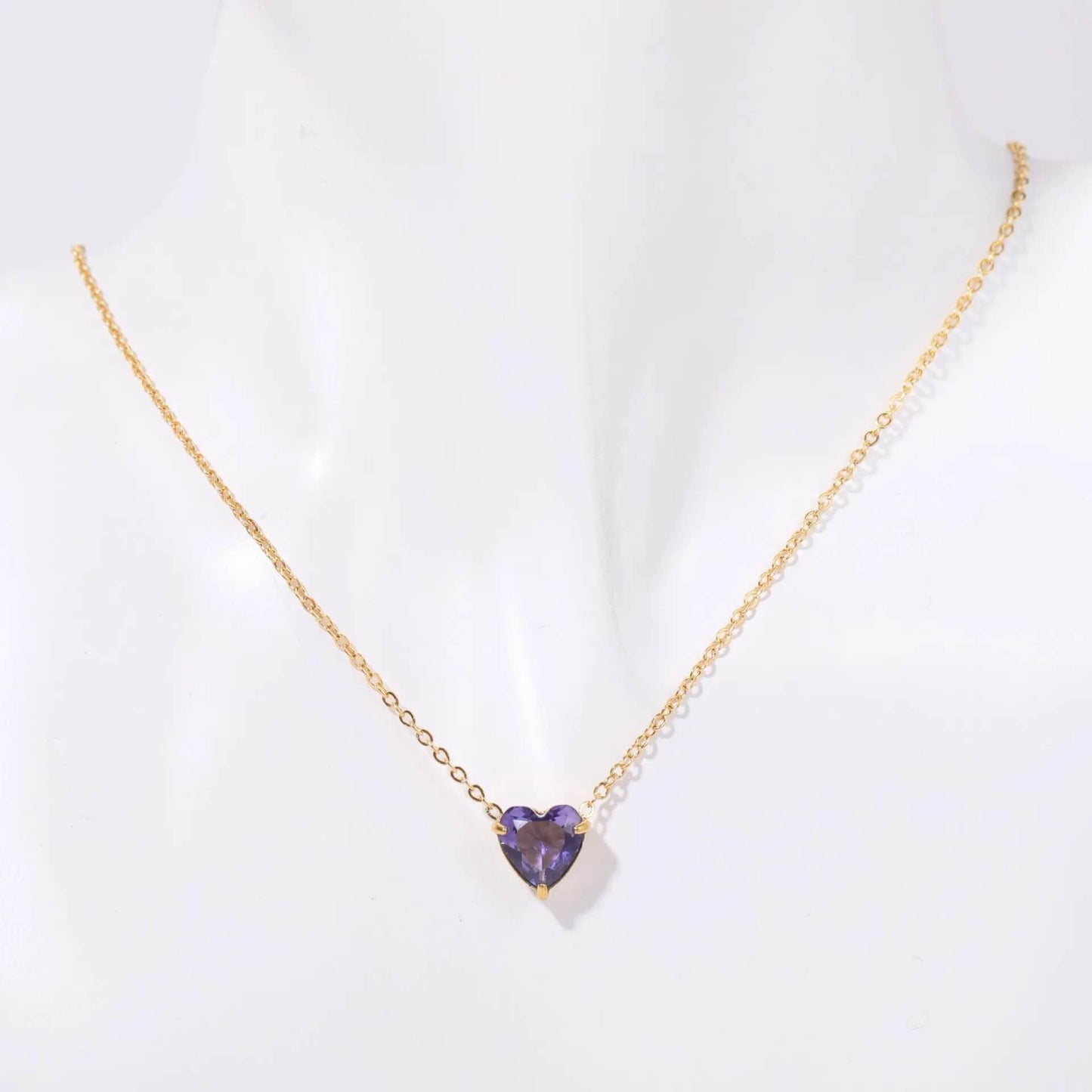 Birthstone Heart Necklace - RIYOVA Jewelry