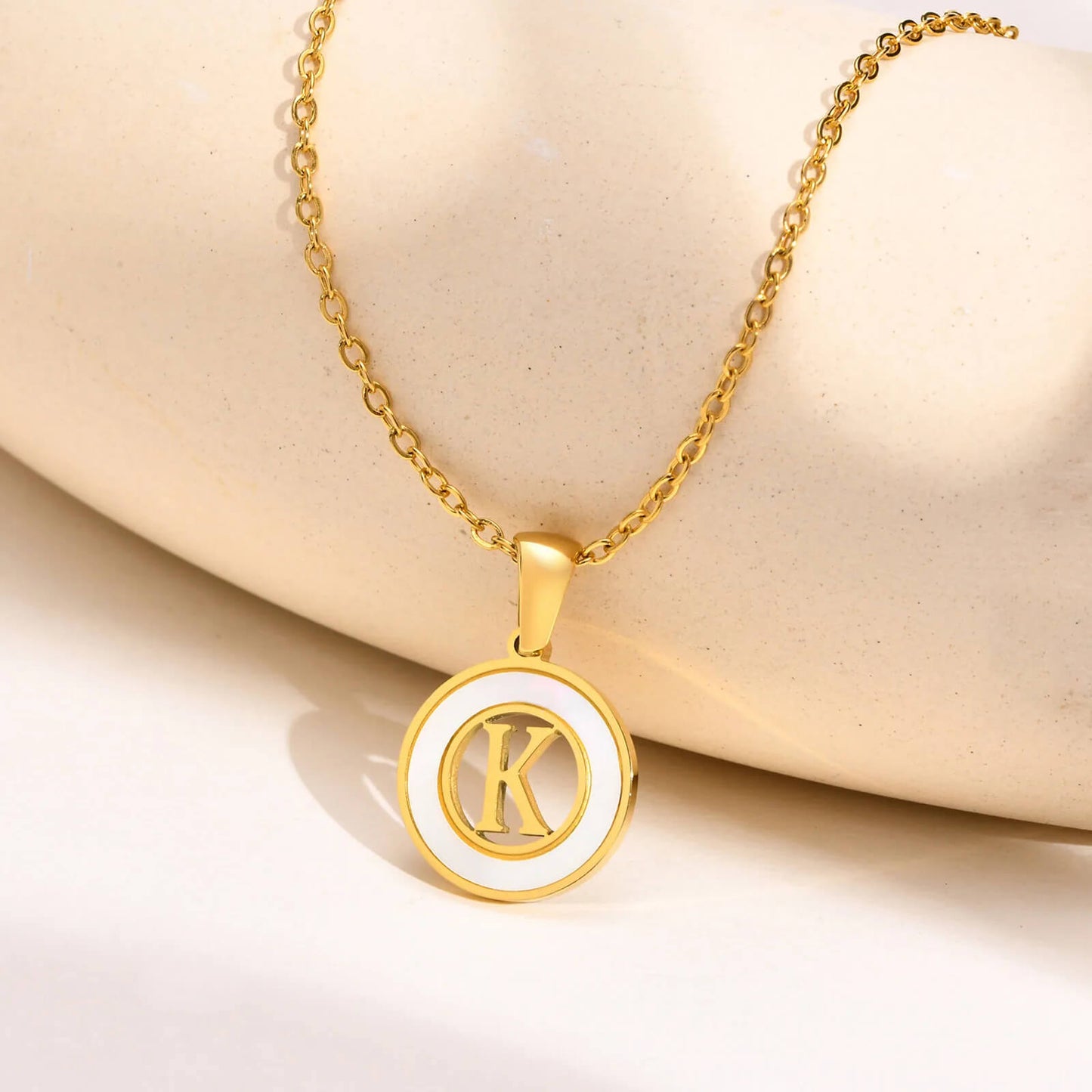 Ash Initial Pendant Necklace 18k Gold Plated K