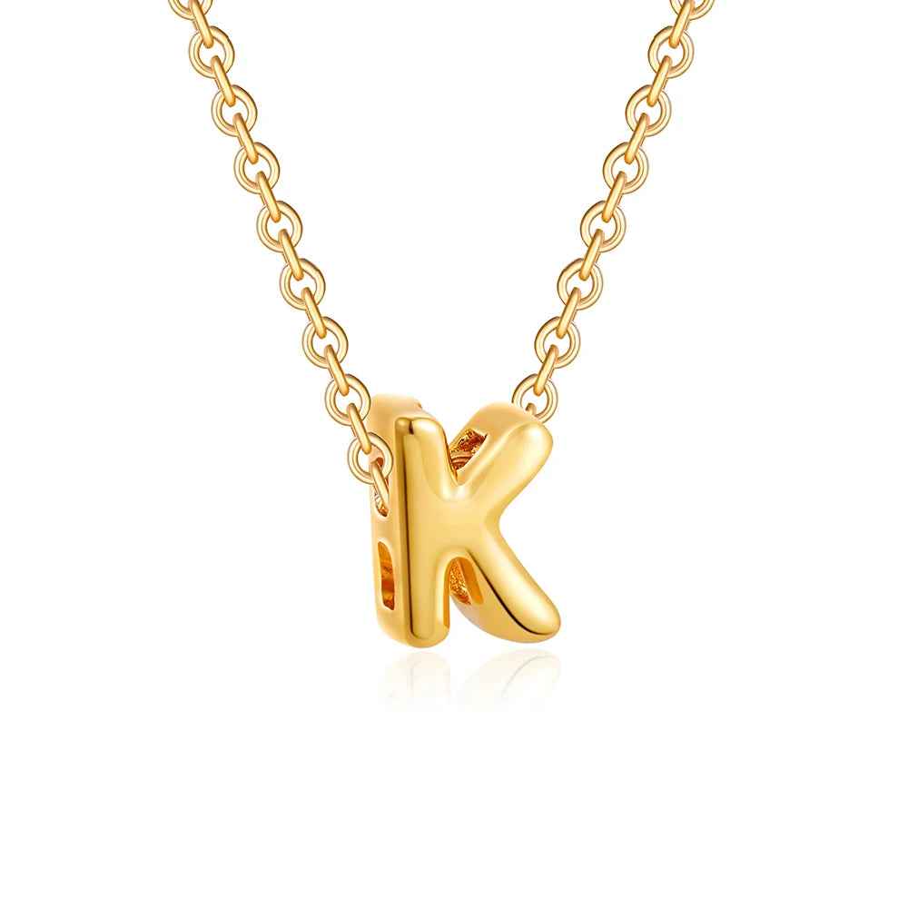 Dainty Mini Bubble Letter Necklace 18k Gold Plated K