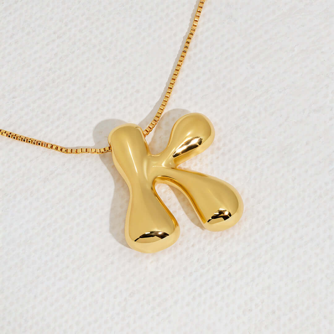 Yumi Bubble Initial Necklace 18k Gold Plated K