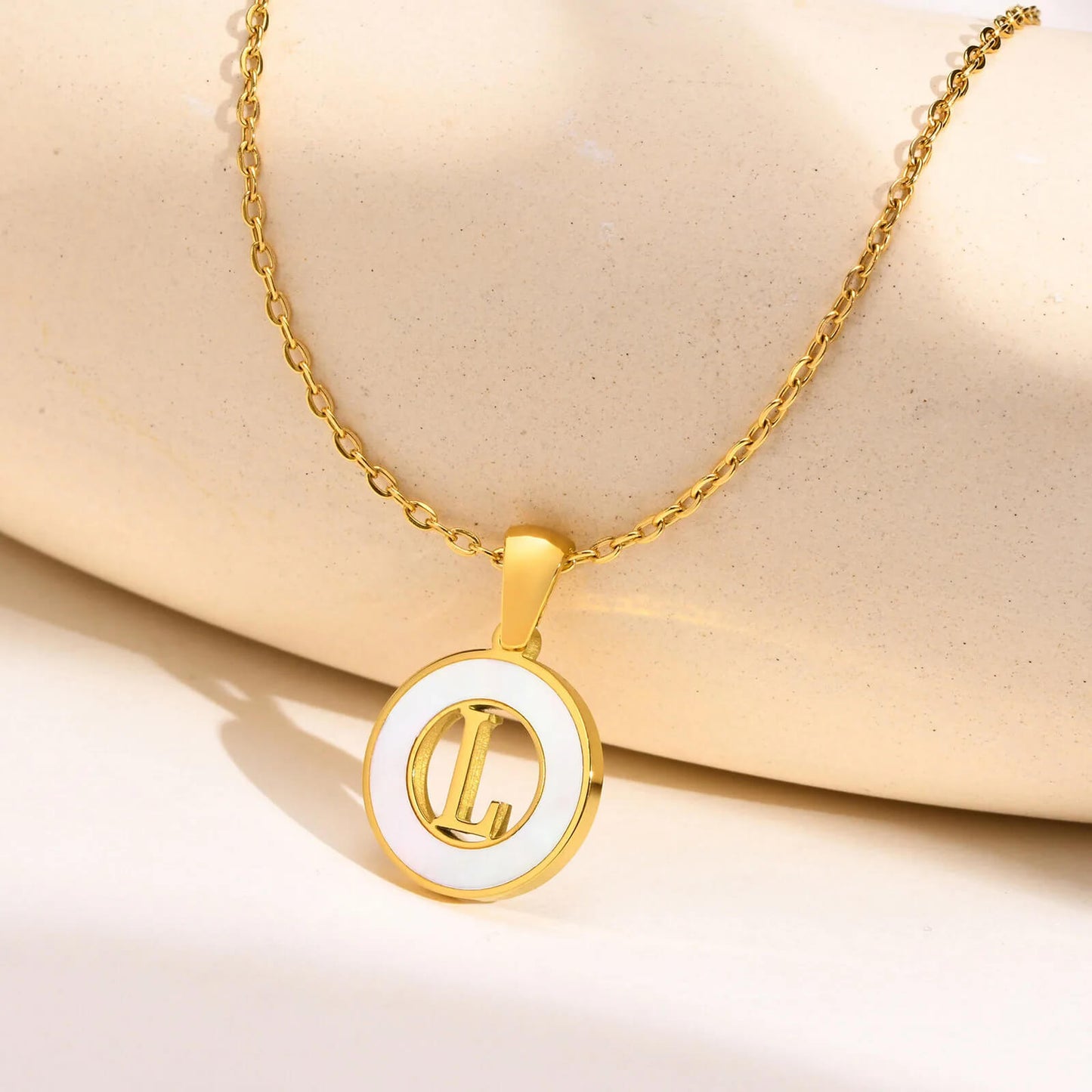 Ash Initial Pendant Necklace 18k Gold Plated L
