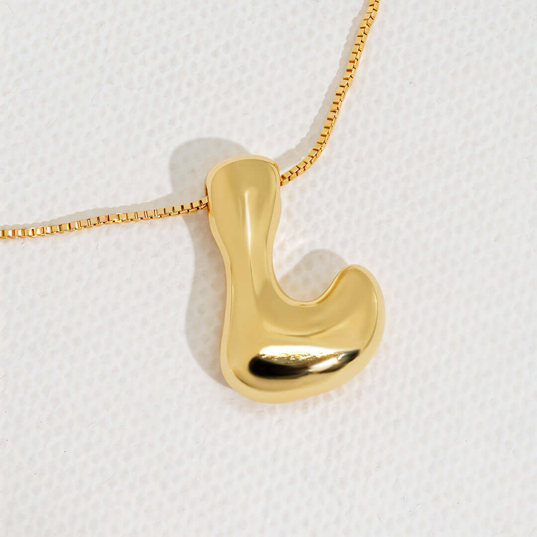 Yumi Bubble Initial Necklace 18k Gold Plated L